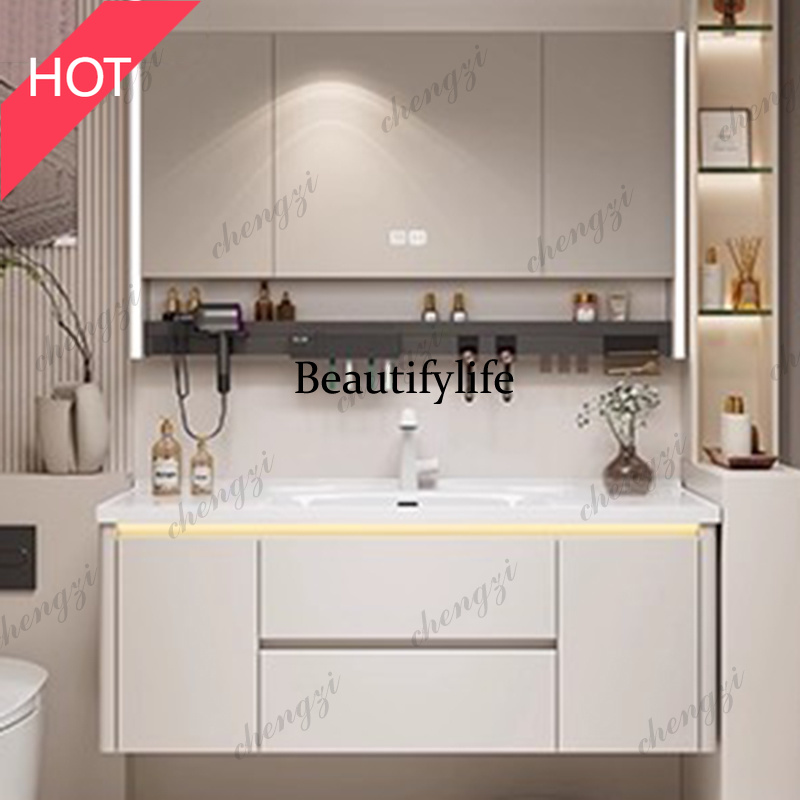Home Bathroom Vanity Combo - Mobiletto Organizzatore M07 con Specchio, Divisori