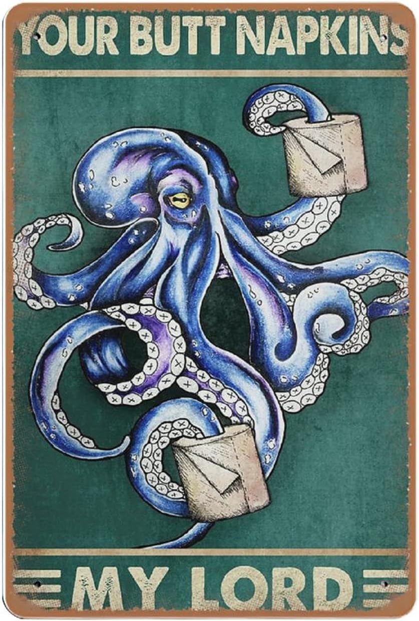 Home Bathroom Wall Art - Dreacoss Octopus Vintage Tin Sign, Decorazione
