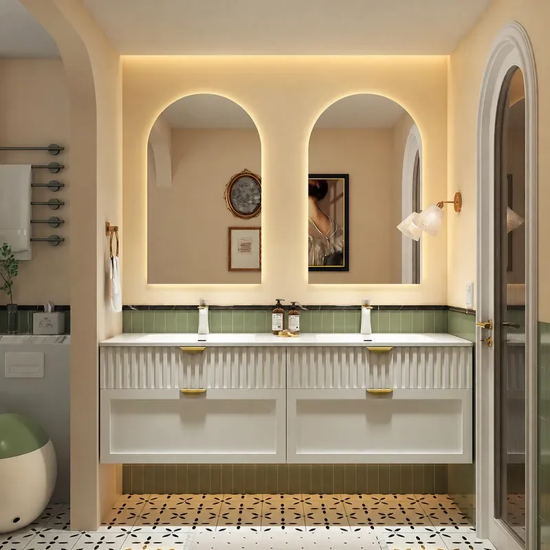 Home Bathroom Vanity Combo - Mobile Bagno Stile Crema con Lavabo