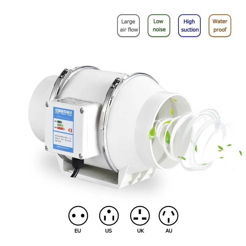 Home Bathroom Ventilation - Ventilatore Silenzioso da Condotto 3/4/5/6/8 Pollici