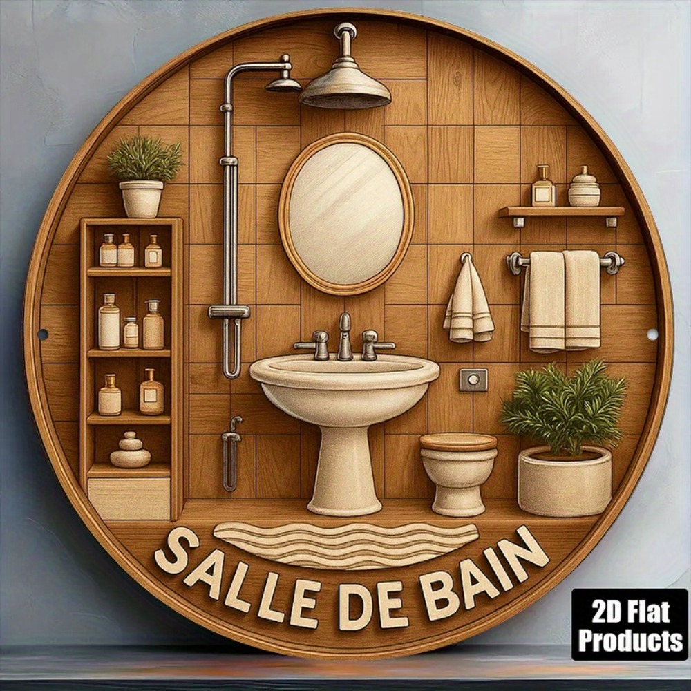 Home Bathroom Wall Art - CIFBUY Decorazione da parete rotonda in