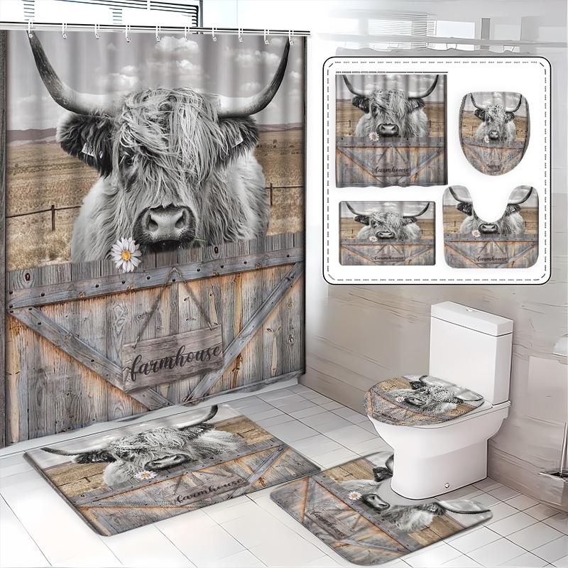 Home Bathroom With Two Toilets - Set di 1/3/4 Pezzi con Mucca