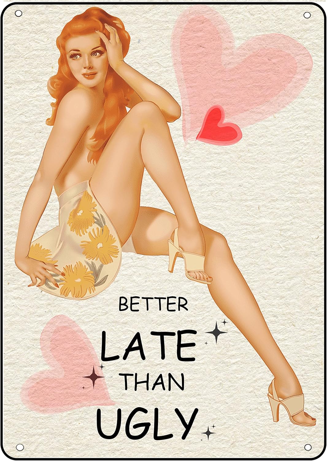 Home Bathroom Wall Art - Targa in metallo stile Pin Up