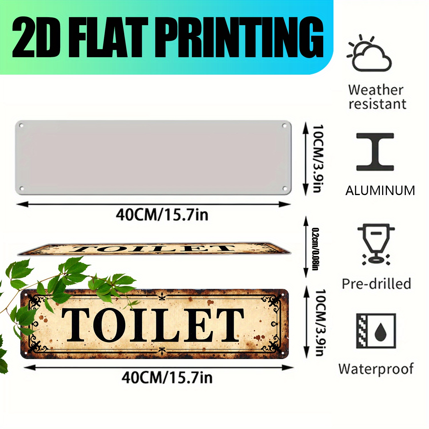 Targa da parete piatta 2D in a - Home Bathroom Wall Art recensione e prezzo